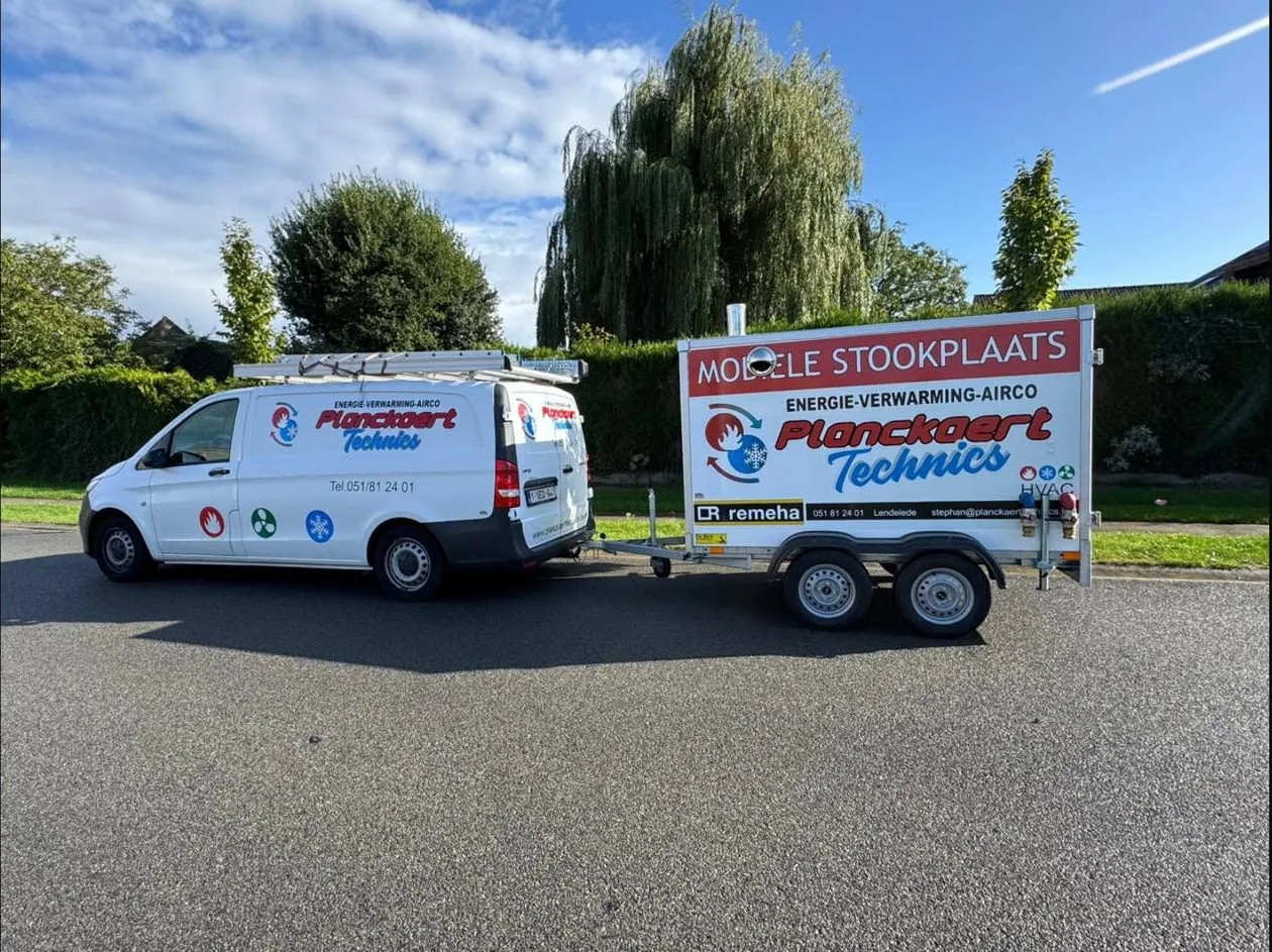 De mobiele stookplaats van Planckaert Technics, klaar voor vertrek