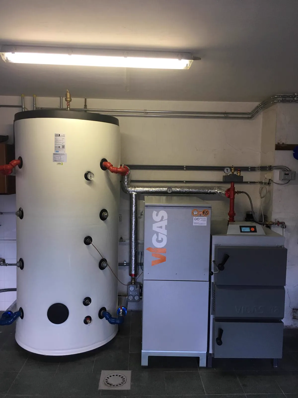 Biomassaketel met buffervat